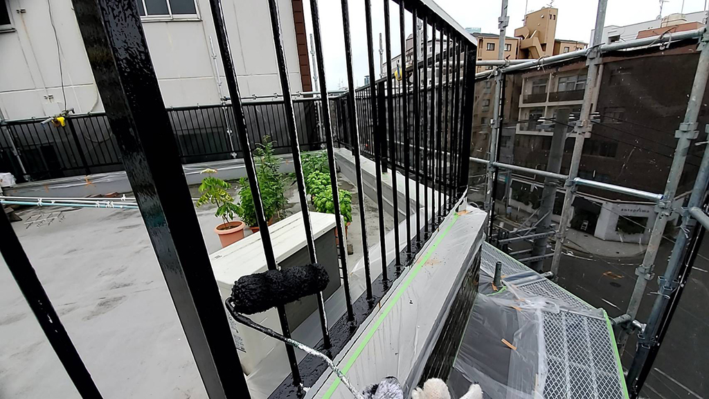 交野市手摺エポキシ錆止めウレタン塗装工事 手摺ウレタン塗装