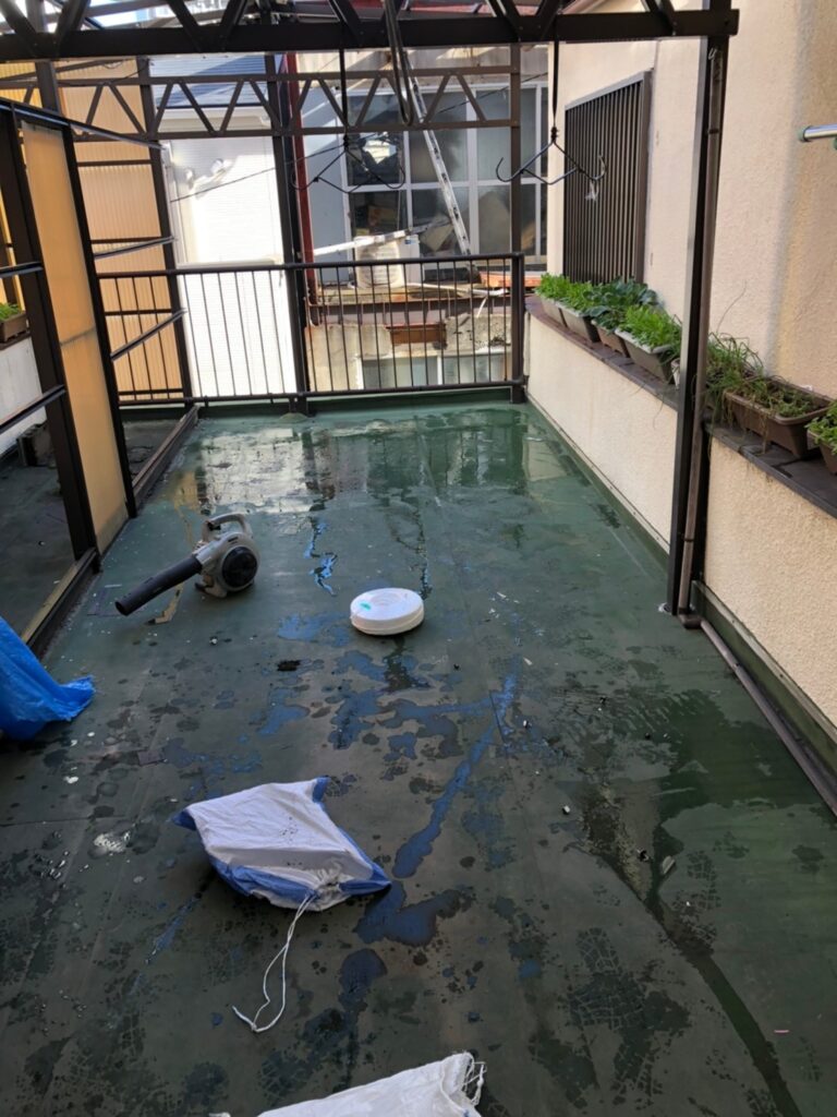 摂津市ベランダ防水工事 ベランダ防水下地処理